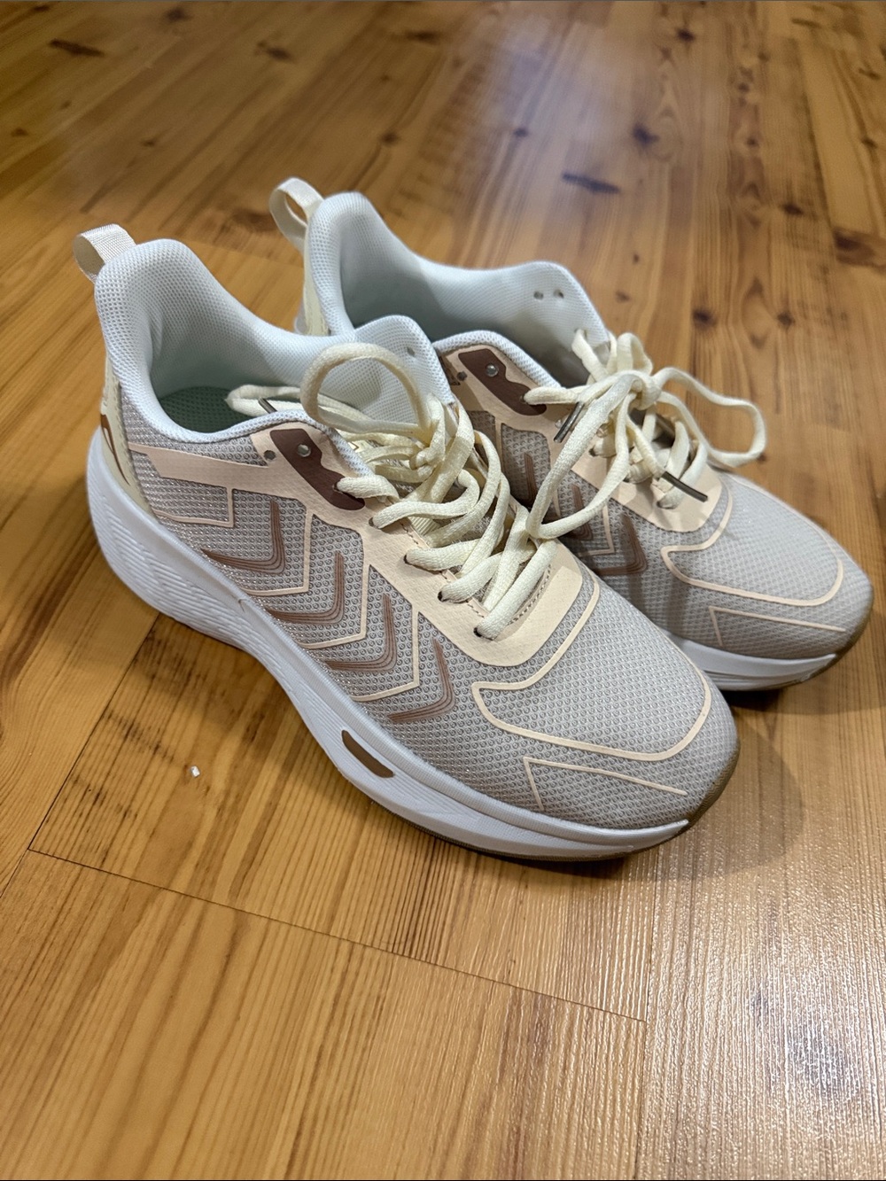 Women's Cream Mesh Athletic Sneakers - Lightweight Comfort